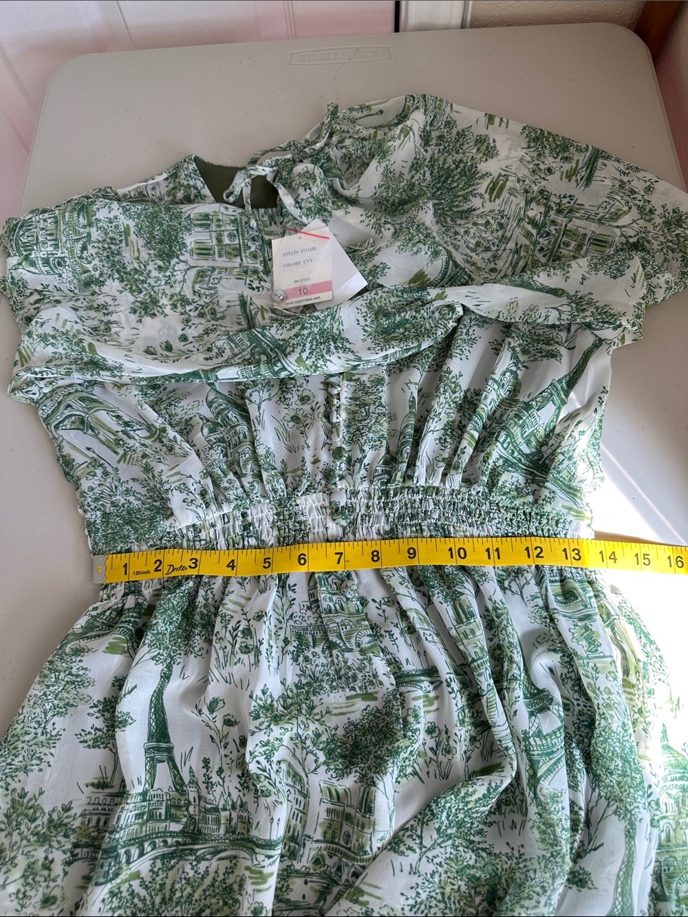 NWT Taylor Green Toile V-Neck Tiered Maxi Dress Size 10 - Picture 10 of 16